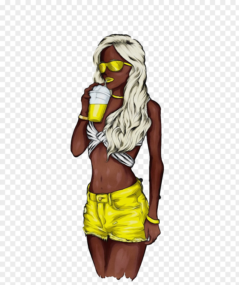 Animation Muscle Yellow Cartoon Costume Sketch PNG