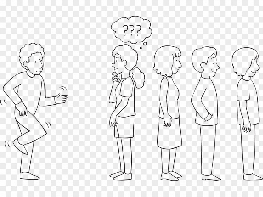 People Line Charades Game Thumb Finger Sketch PNG
