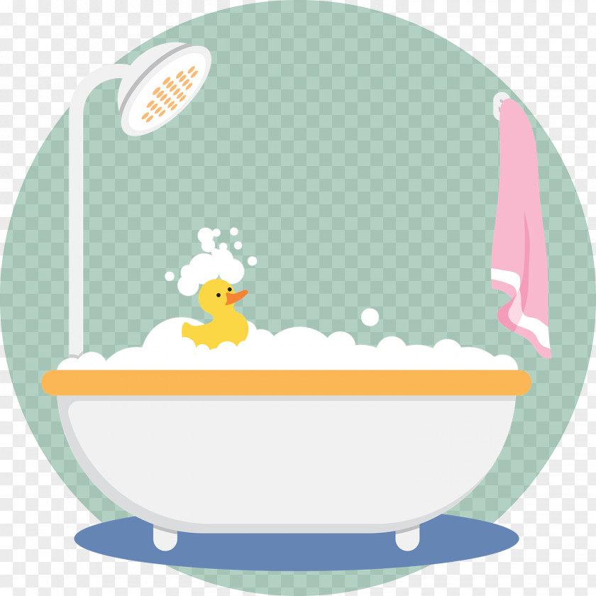 Simple Cartoon Bathtub Vector Illustration PNG