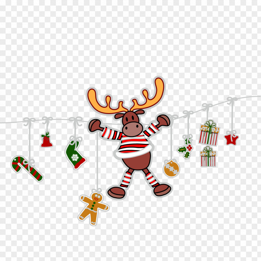 Vector Christmas Gift Box Socks Deer Reindeer Clip Art PNG