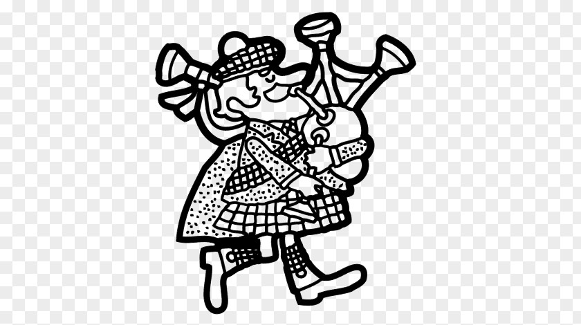 Bagpiper Drawing Bagpipes Zampognaro Coloring Book Music PNG