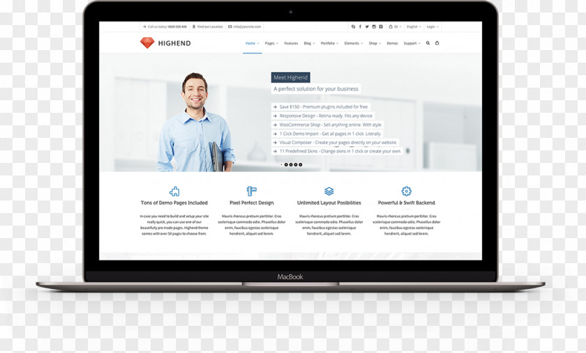 WordPress Theme Responsive Web Design Page PNG