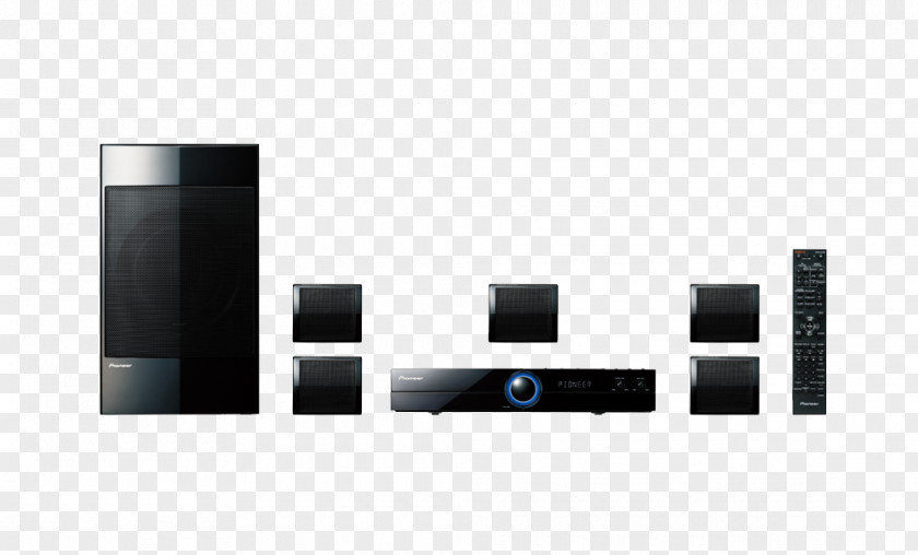 Black LoudspeakerHome Theater System Blu-ray Disc Home Systems 5.1 Surround Sound Pioneer BD Satellite Theatre PNG
