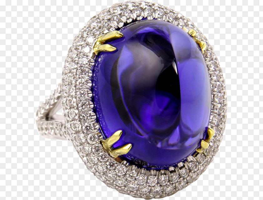 French Fashion 1930s Evening Sapphire Gemological Institute Of America Diamond Ring Tanzanite PNG