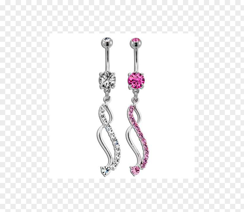 Gemstone Earring Body Jewellery Navel Piercing Pink M PNG