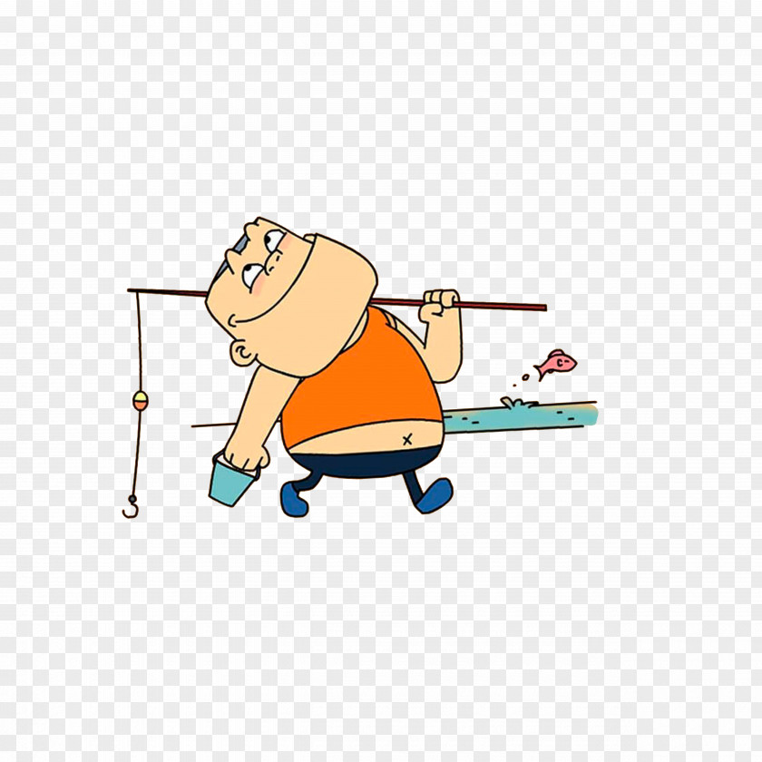 A Child Who Takes Fishing Pole To Go Rod Drawing PNG