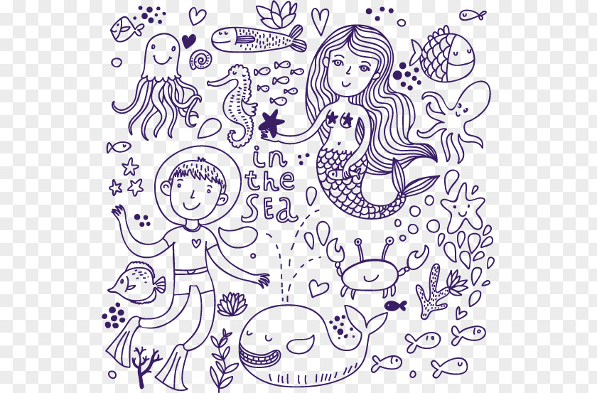 Hand-painted Mermaid Shading Background The Little Cartoon Illustration PNG