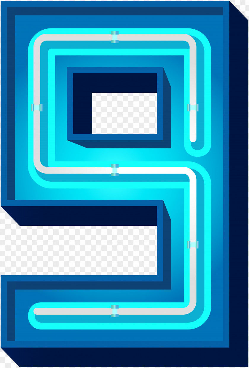 Number Nine Blue Neon Clip Art Image File Formats Lossless Compression PNG