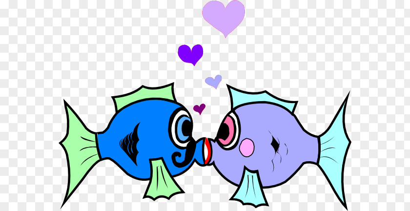 Two People Kissing Cartoon Gourami Fish Clip Art PNG