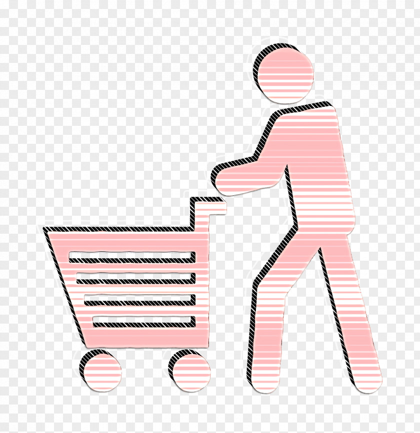 Cart Icon Man Walking With Shopping Family Icons PNG