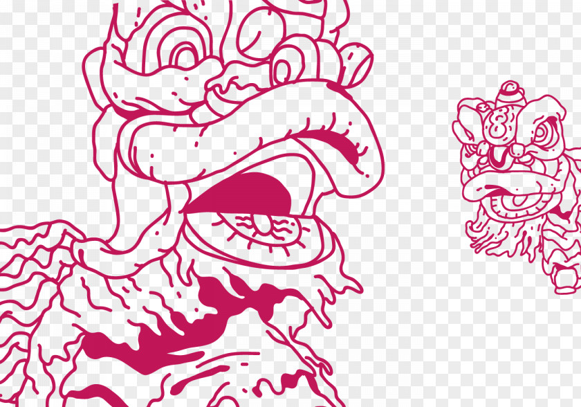 Vector Red Lion Dance Visual Arts Clip Art PNG