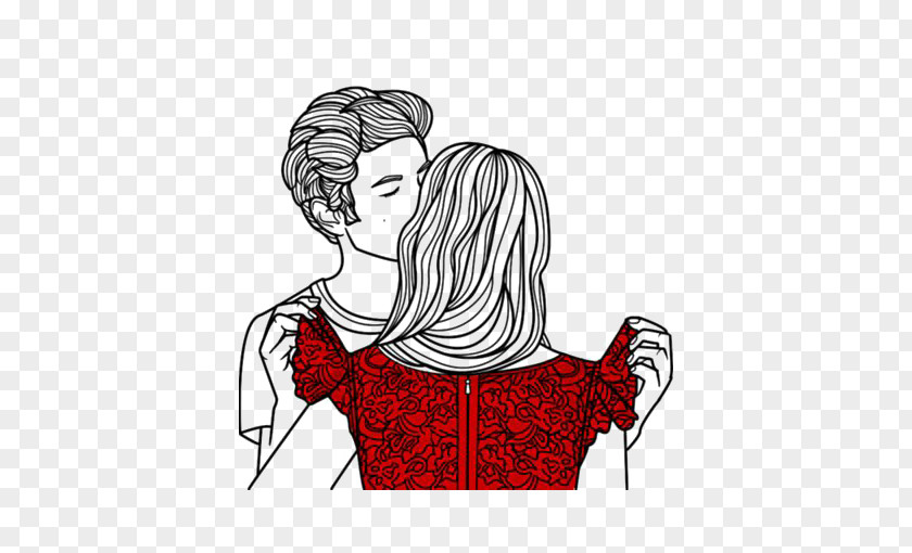 Kiss The Couple Drawing Art Love Illustration PNG