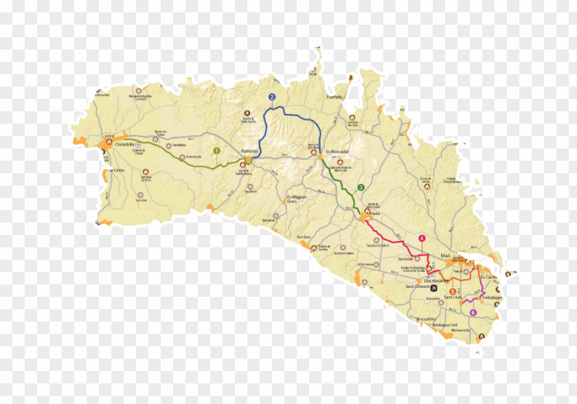 Map Menorca Bicycle Touring Island PNG