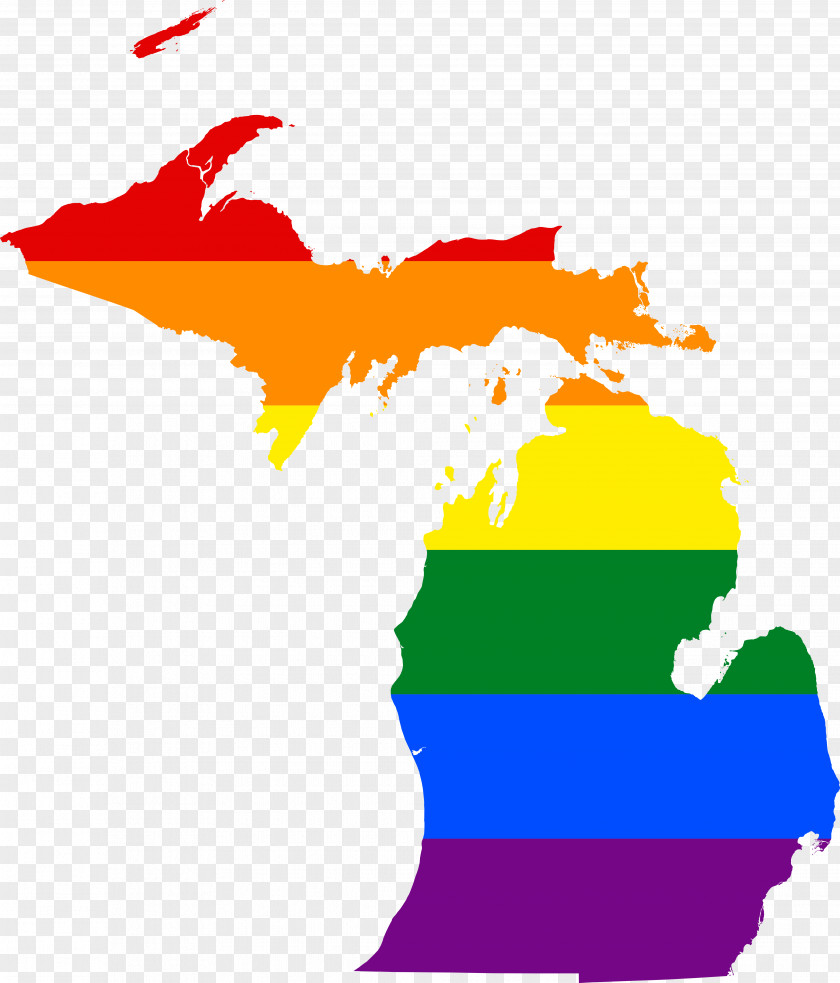 Mi Flag Of Michigan Map Rainbow PNG