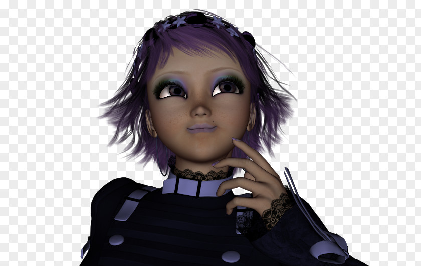 Purple Black Hair Brown Character PNG