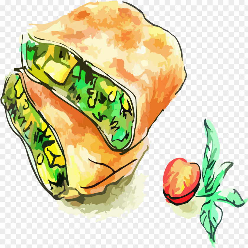 Hand-painted Vegetable Roll Quiche Fast Food Illustration PNG