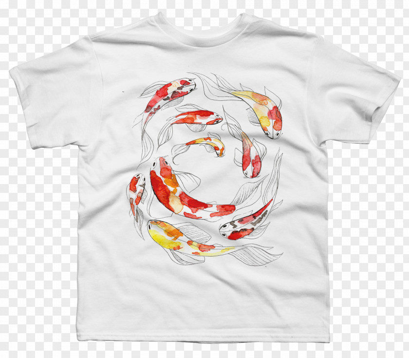 Koi Fish Chasing Printed T-shirt Hoodie Sleeve PNG