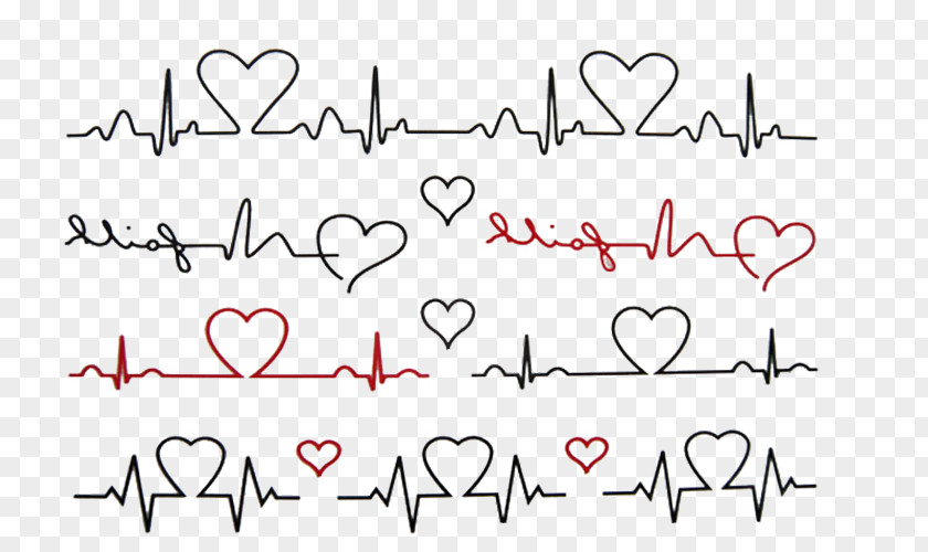 Love Line Heartbeat Abziehtattoo Electrocardiography Flash Body Art PNG