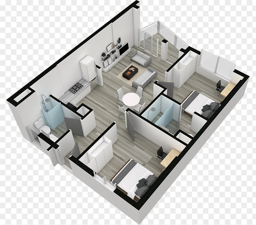 Apartment 3D Floor Plan Erie Harbor Apartments House PNG