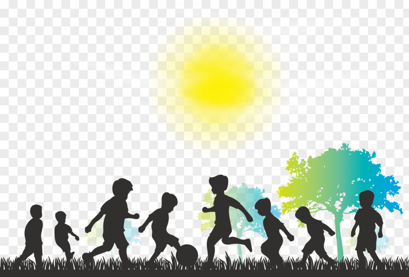 Vector Happy Childhood Silhouette Child Play Illustration PNG