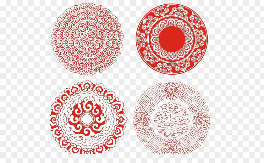 Chinese New Year Window Grilles Creative Circle Disk Motif PNG