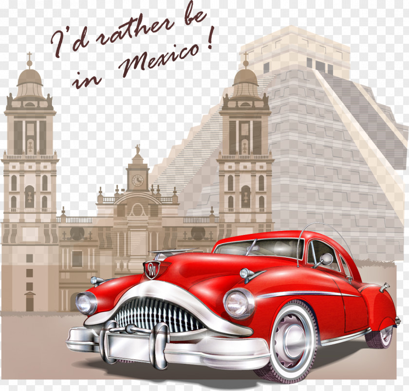 Miami Vintage Car Poster Classic PNG