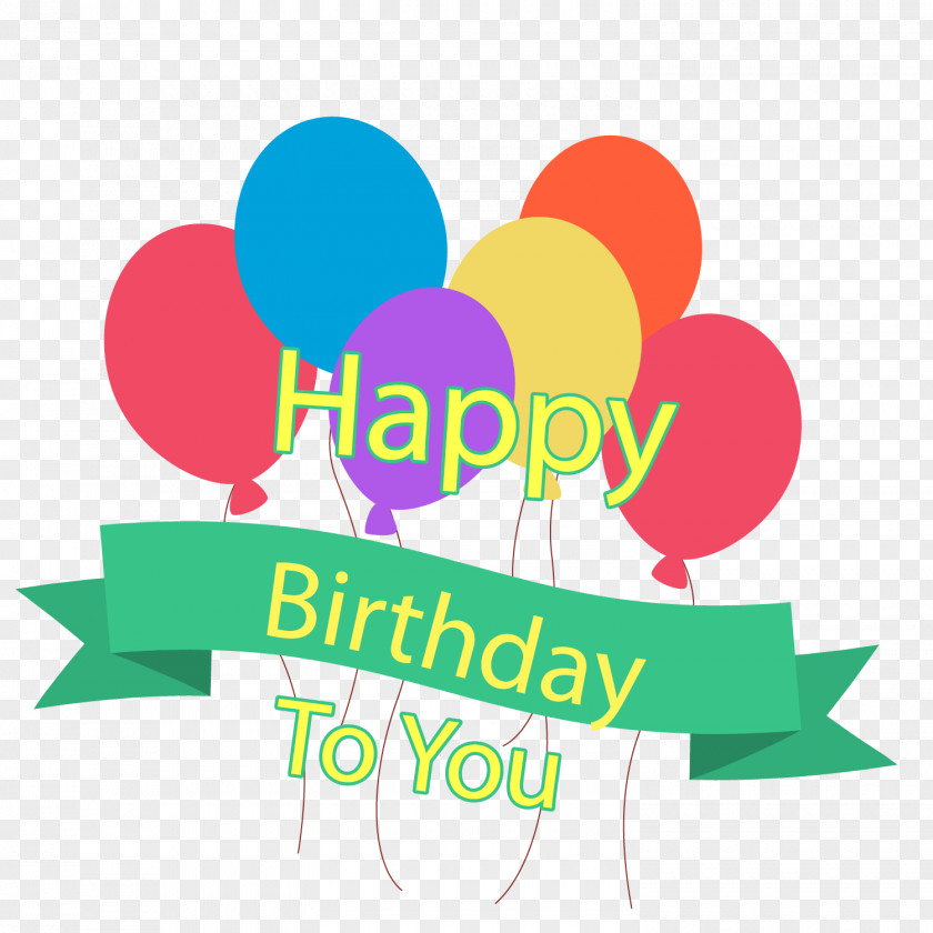 Color Balloon Happy Birthday Background Vector Illustration Cake To You PNG