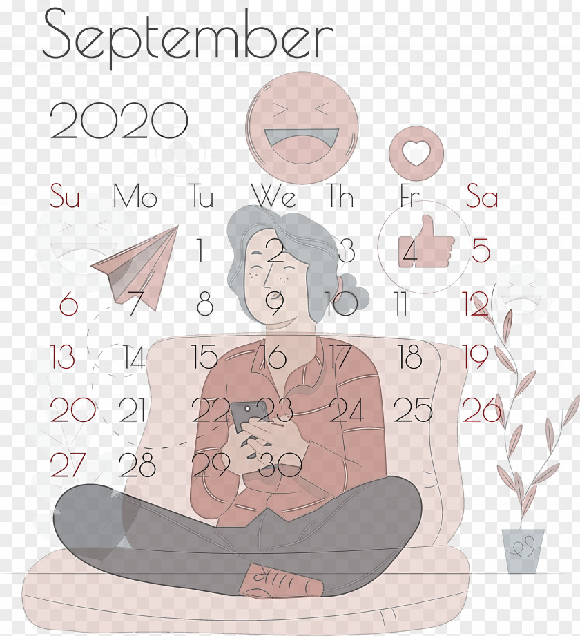 September 2020 Printable Calendar PNG