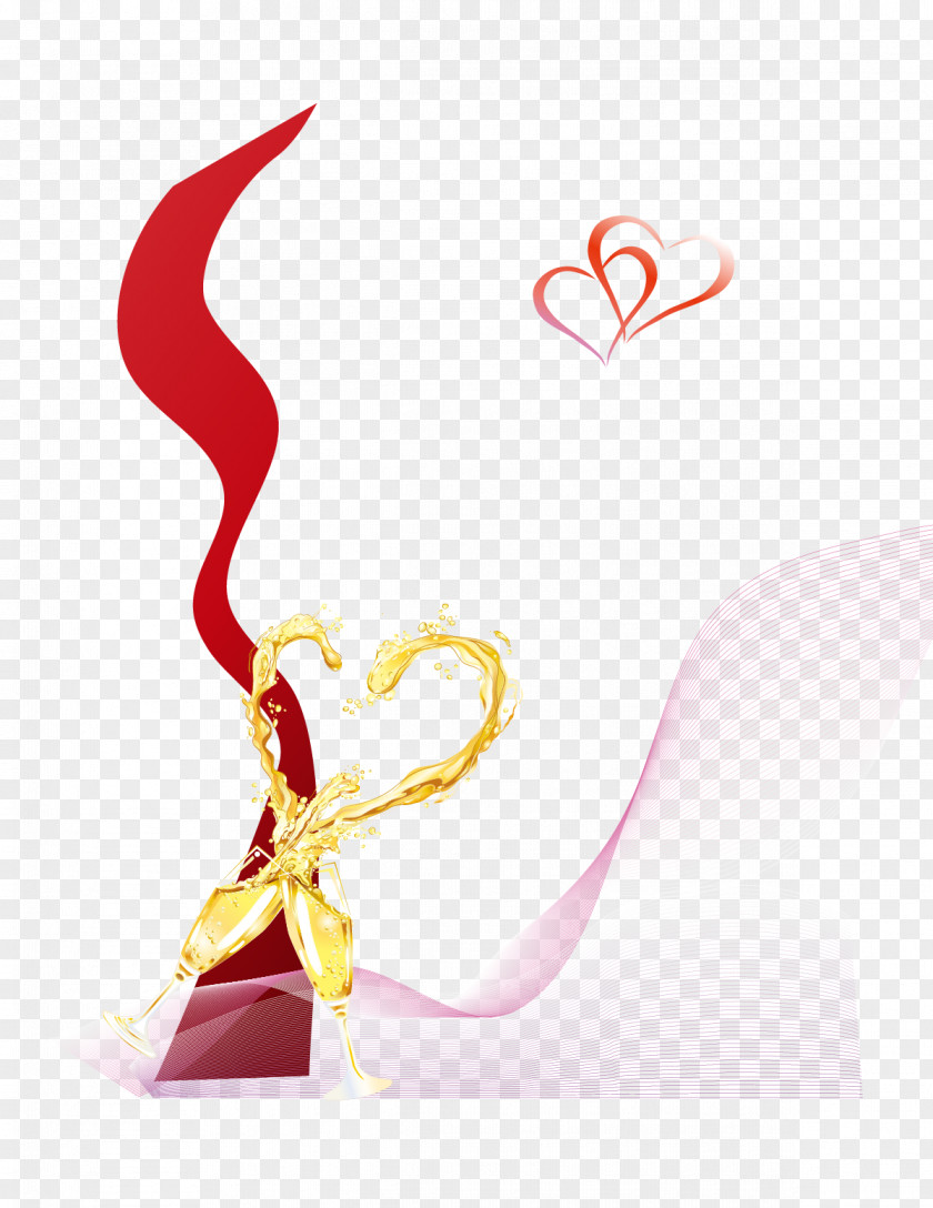 Heart-shaped Champagne Vector Vecteur Clip Art PNG