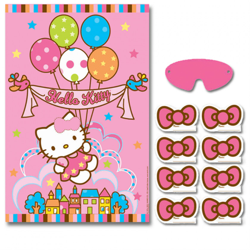 Hello Kitty With Balloons Party Birthday Game PNG