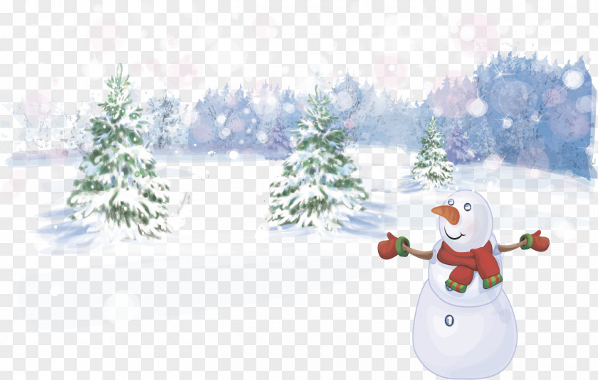Pine Snow Vector Winter Blizzard Santa Claus Snowman PNG