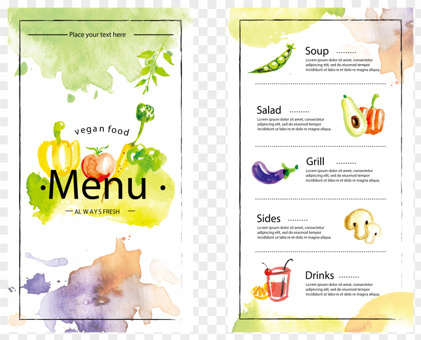 Vector Vegetable Menu Design Cafe Download PNG