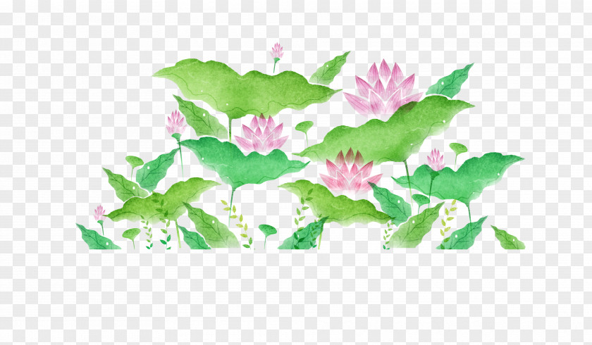 Beautiful Lotus Ink Wash Painting Download PNG