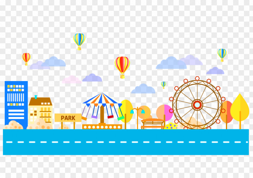 Christmas Amusement Park Carousel Illustration PNG