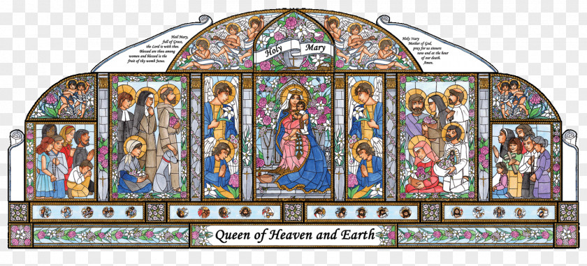 Holy Mary Stained Glass Chapel Material PNG