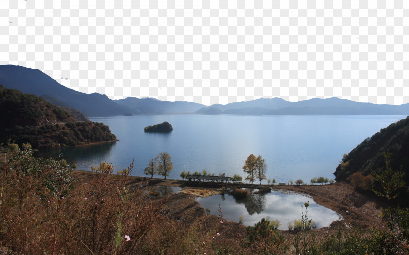 Lugu Lake In Three Luguhuzhen Loch Wallpaper PNG
