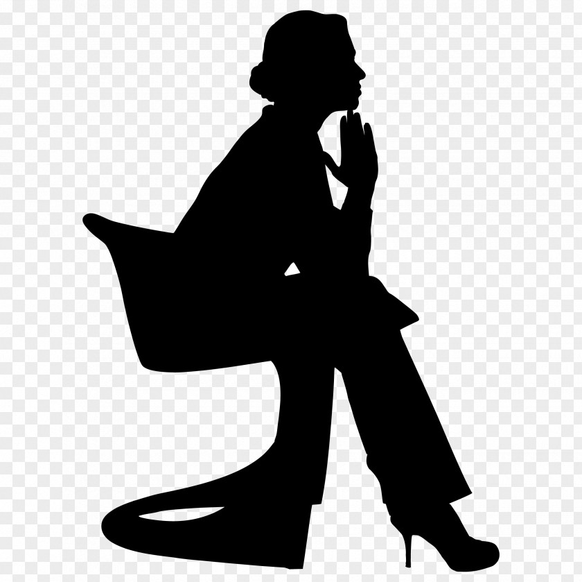 Thinking Woman Silhouette Sitting Photography PNG
