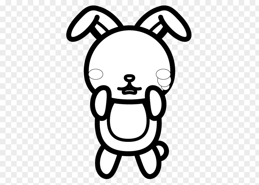 Bunny Sad Black And White Hello Kitty Drawing Monochrome Painting PNG