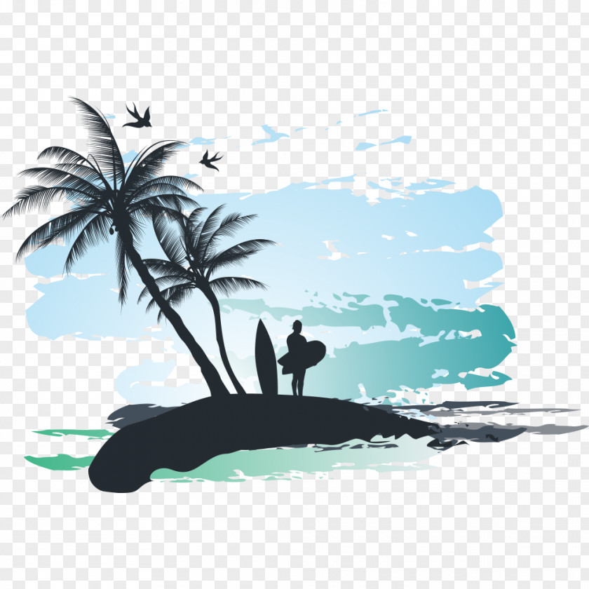 Tropical Elements Palm Beach Stock Illustration Clip Art PNG
