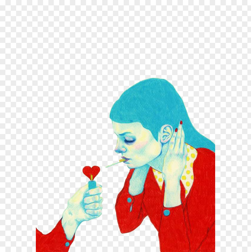 Woman Smoking Illustrator Poster Printmaking Art Illustration PNG