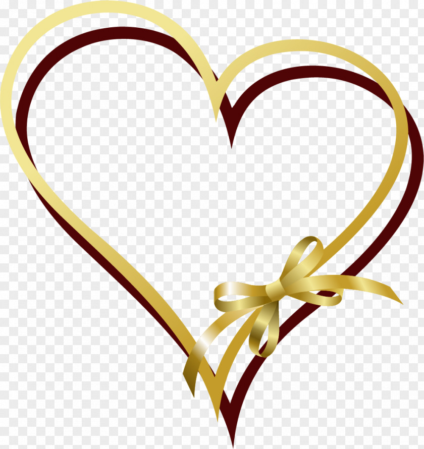 Vector Painted Gold Ribbon Love Clip Art PNG