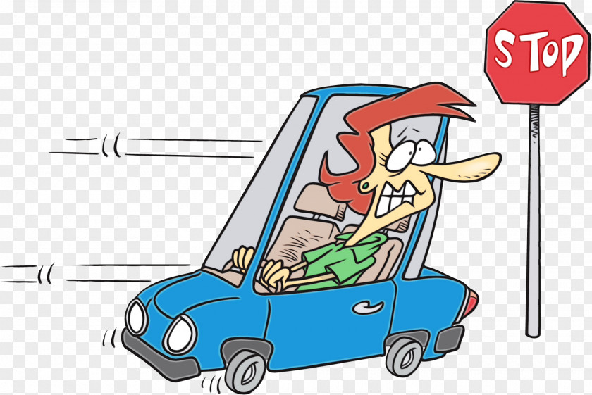Compact Car Vehicle Traffic Light Cartoon PNG
