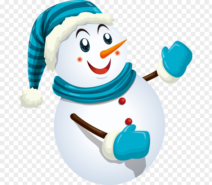 Cute Snowman Pattern Blue Suit Santa Claus Christmas PNG