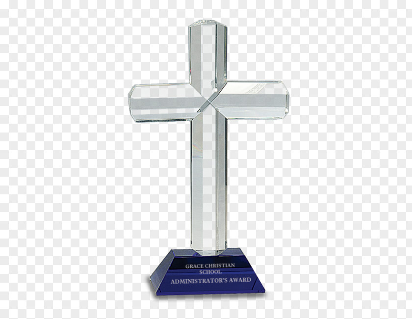 Pedestal Clock Christian Cross Award Trophy Crystal PNG