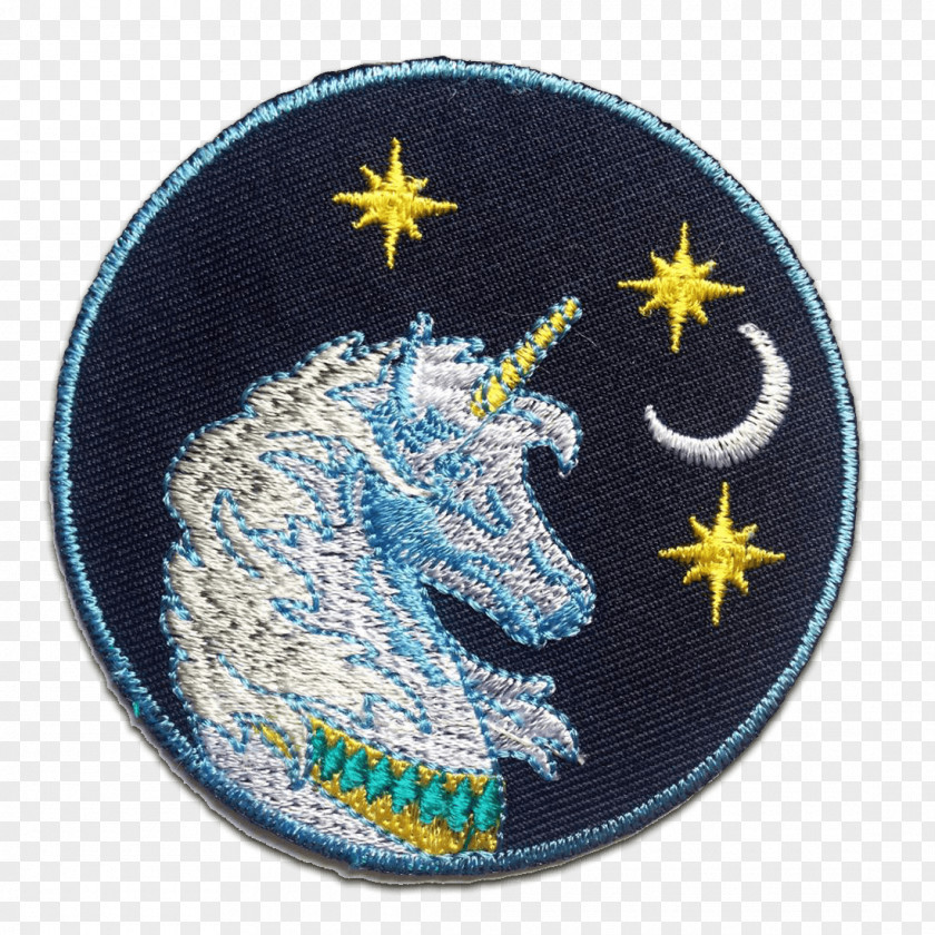 Einhorn Emoji Embroidered Patch Blue Flippy Diddl Yellow PNG