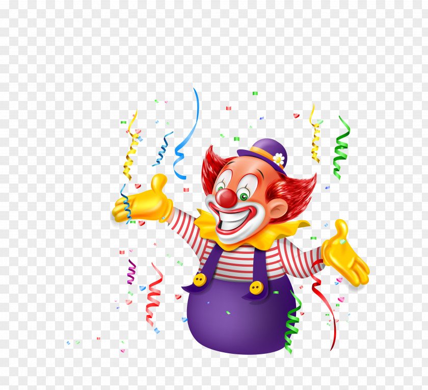 Vector Color Ribbon Decoration Clown Man Joker Cartoon PNG