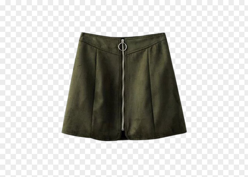 Zipper Miniskirt A-line Suede PNG