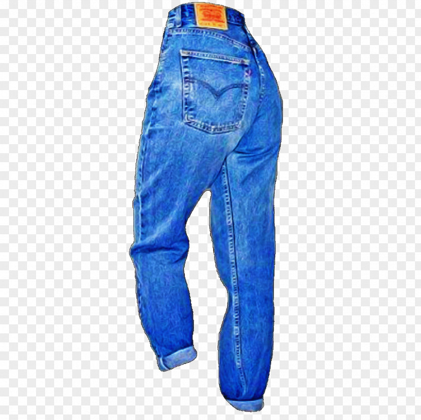 Electric Blue Pocket Jeans Background PNG