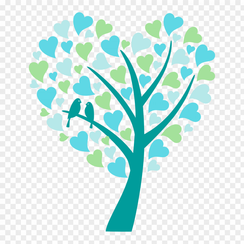 Heart Tree Bird Wedding Invitation PNG