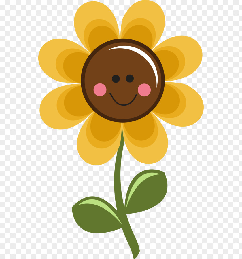 Smiling Sunflower Flower Clip Art PNG